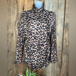 Boston Proper Leopard Print Turtleneck- size medium